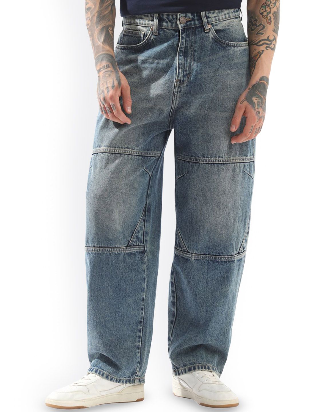 High Star Men Comfort Straight Fit Mid-Rise Heavy Fade Non Stretchable Jeans