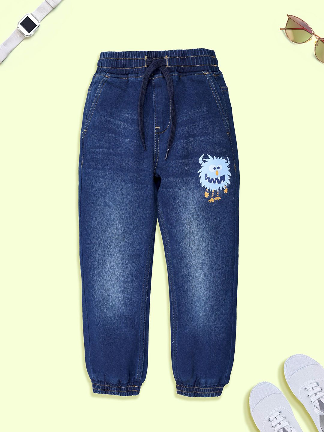 KiddoPanti Boy Mid-Rise Regular Fit Light Fade Stretchable Jeans