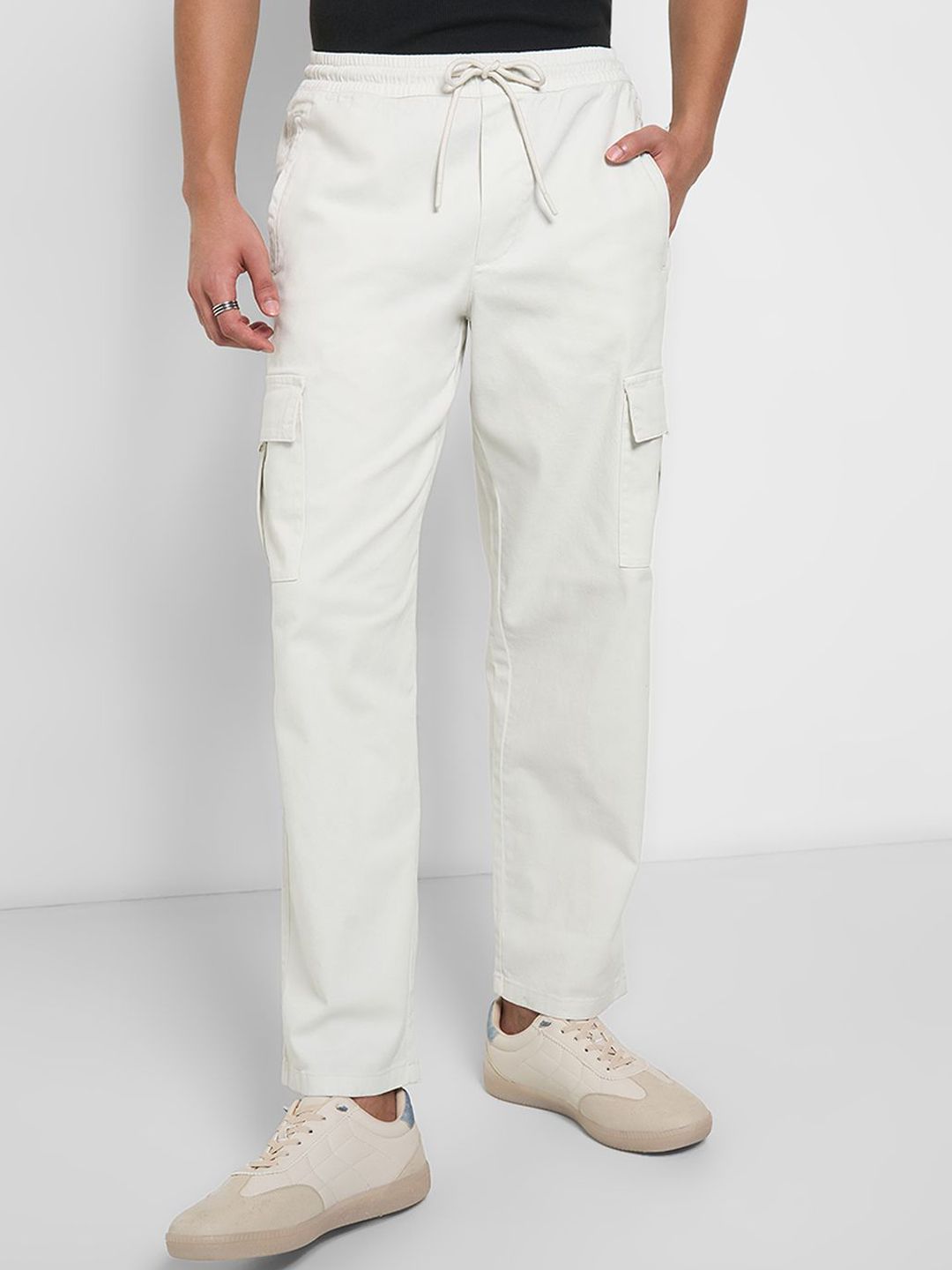 People Men Mid-Rise Cargos Trousers