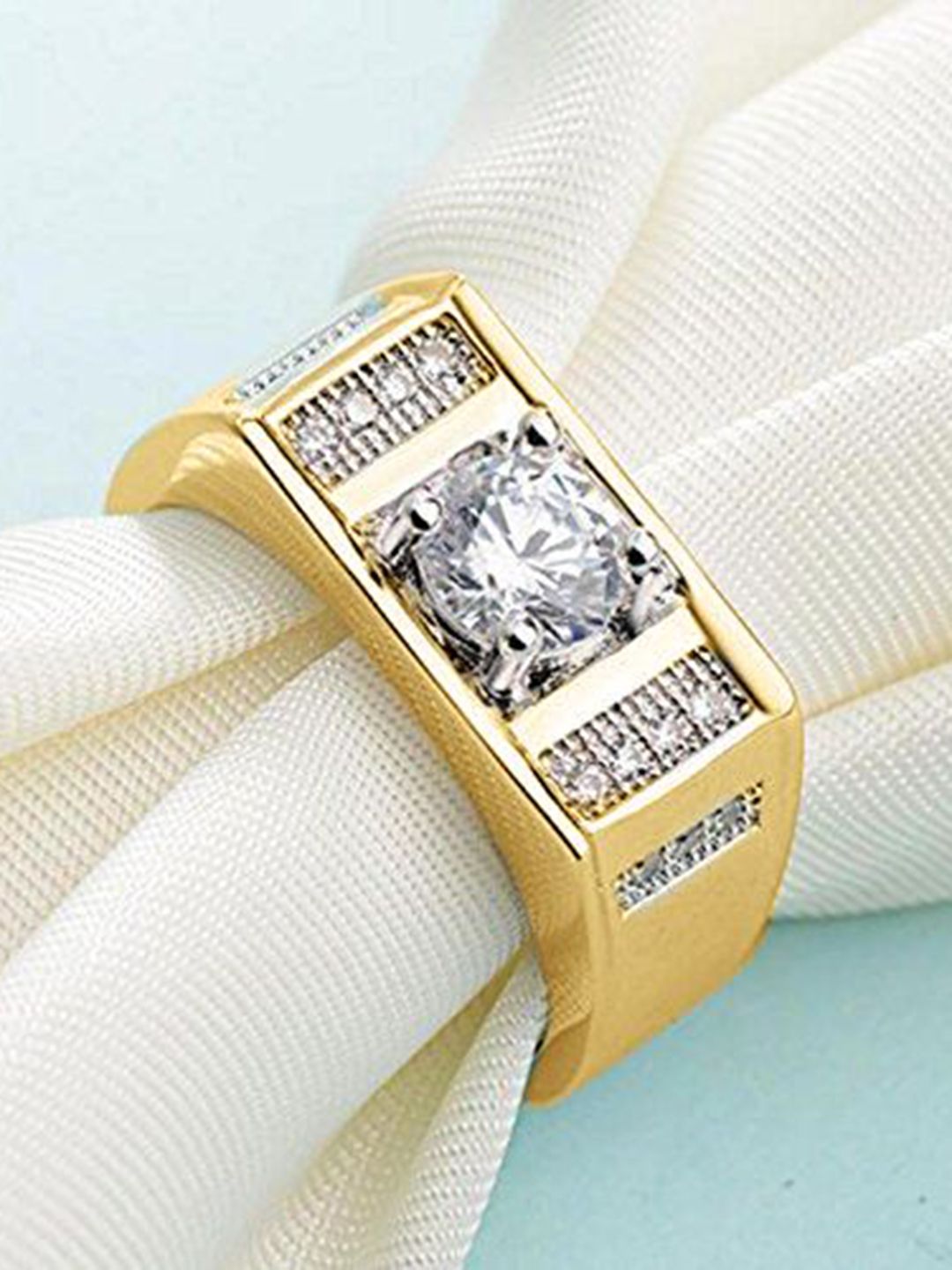 The Roadster Lifestyle Co Men American Diamond-Studded Adjustable Finger Ring