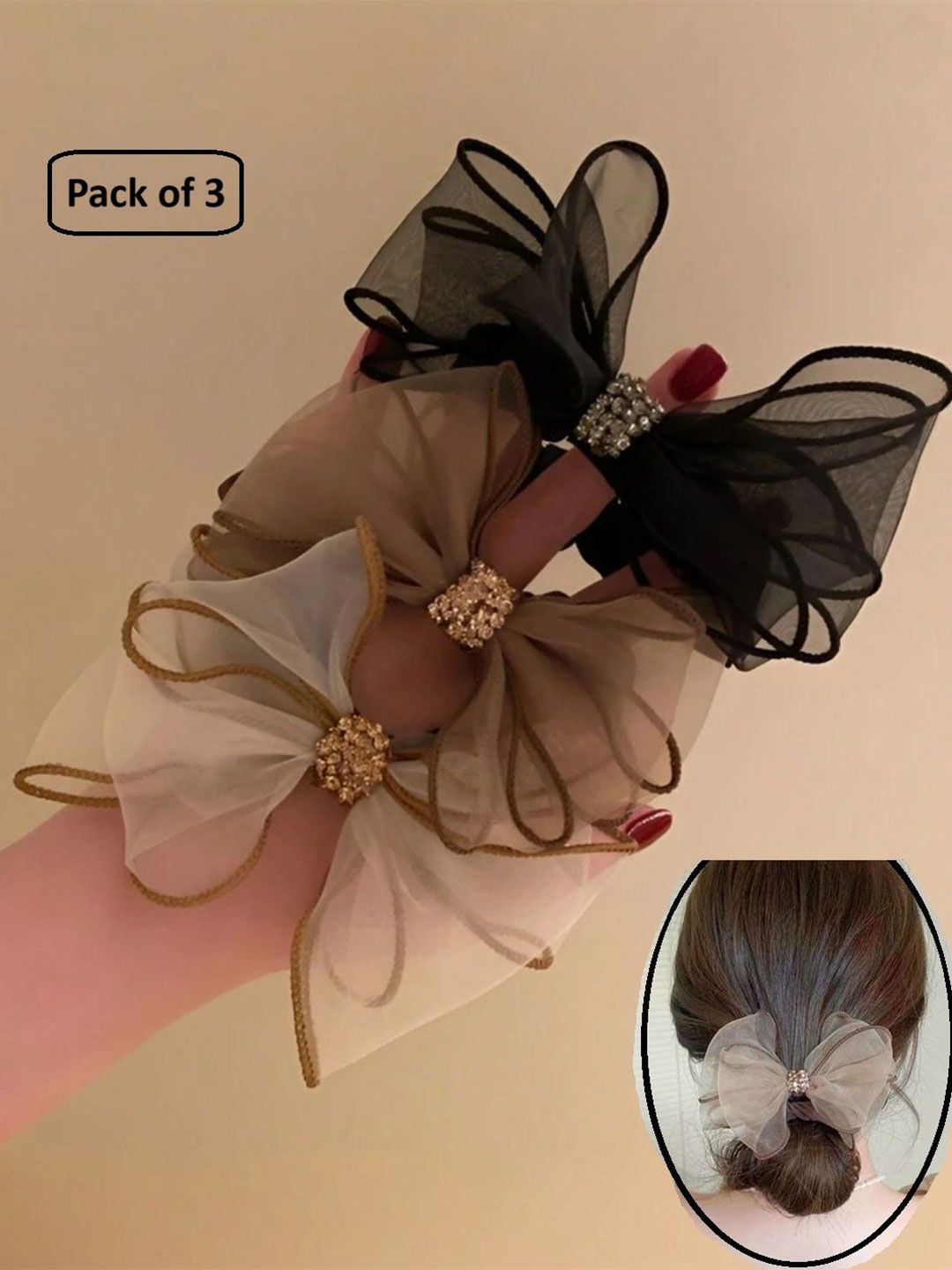 Ziory Girls Set of 3 Ponytail Holders
