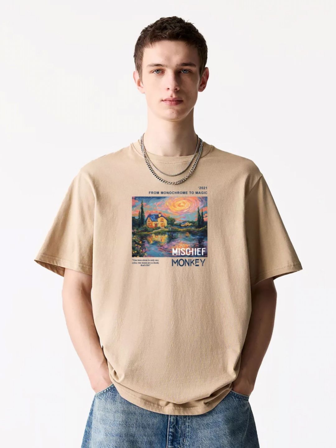 MISCHIEF MONKEY Men Applique T-shirt