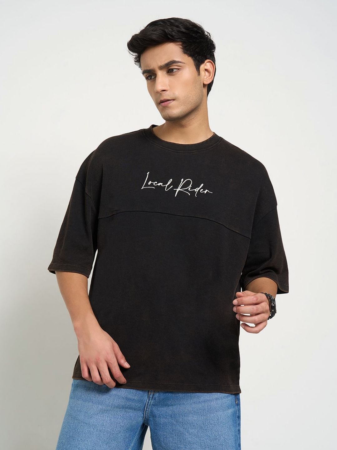 SF JEANS by Pantaloons Men Typography Printed Boxy T-shirt