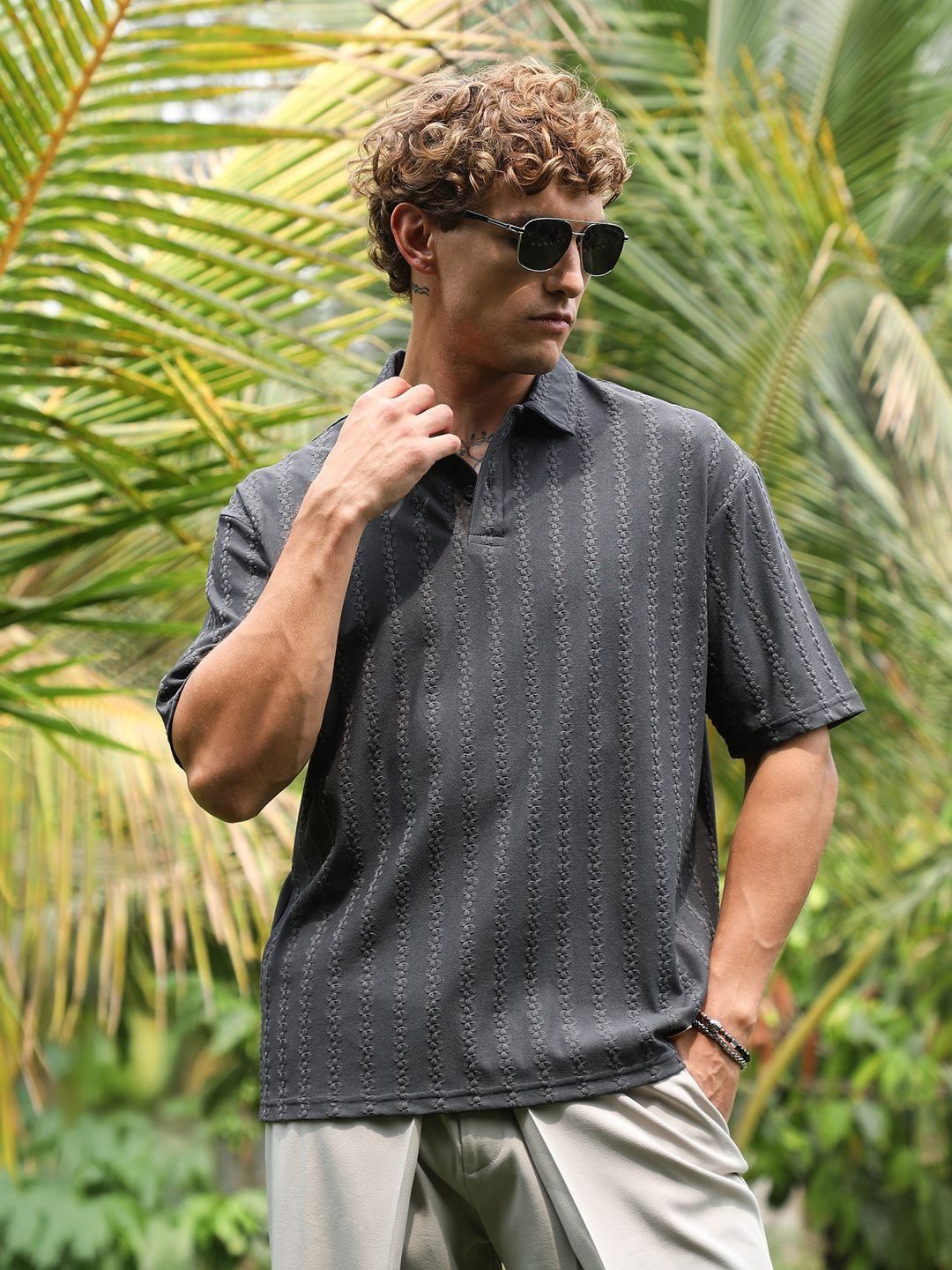 CAHOOT Polo Collar Pockets Cotton T-shirt