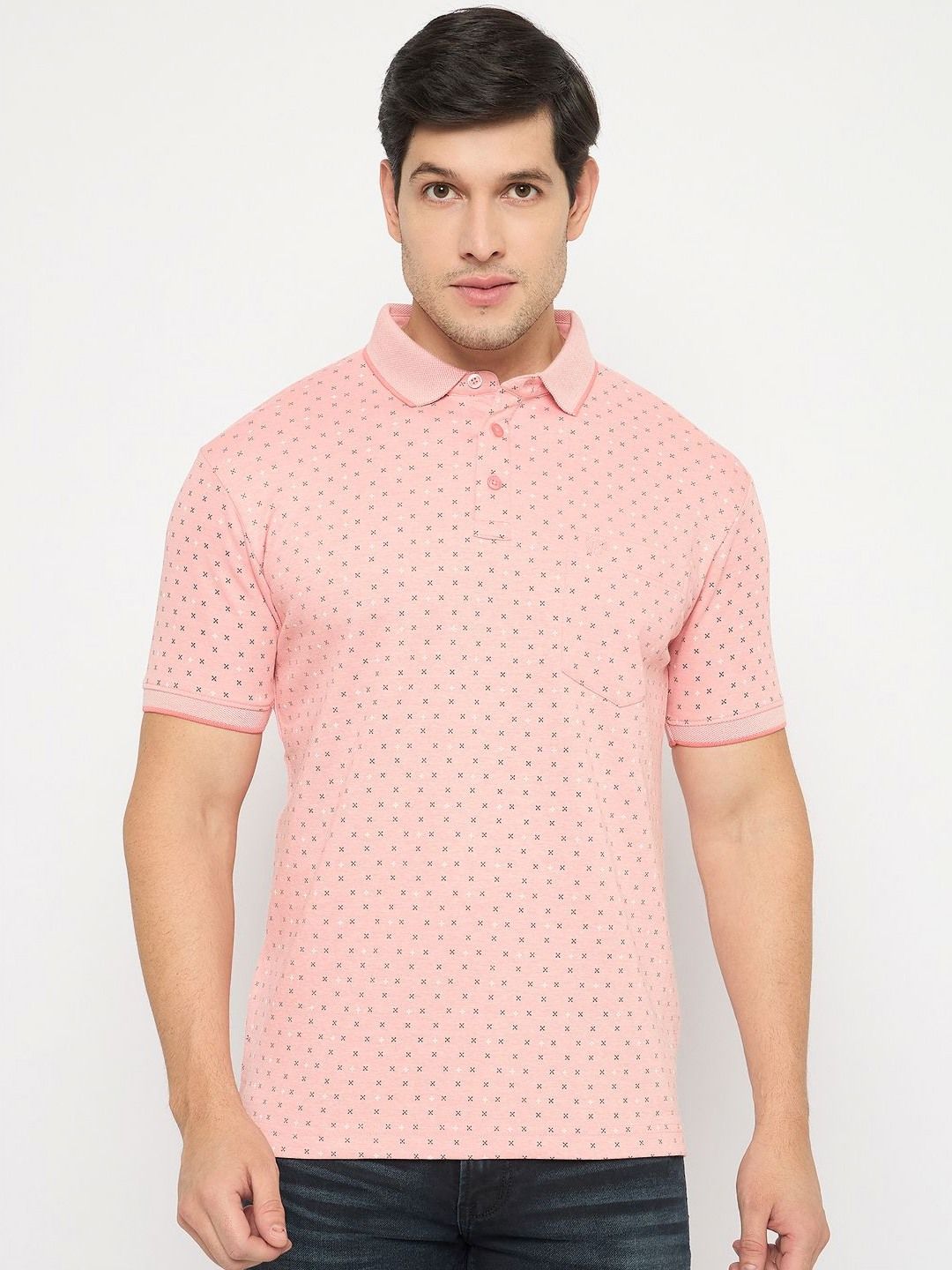 Duke Men Printed Polo Collar Pockets T-shirt