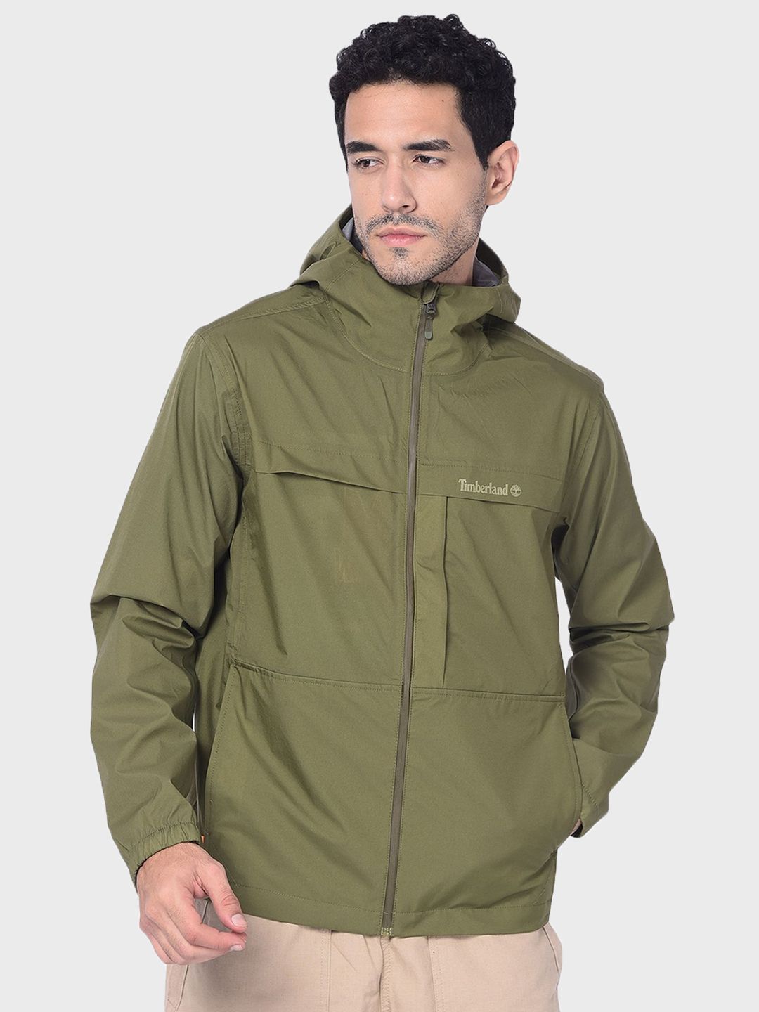 Timberland Men Solid Hooded Waterproof Sporty Jacket
