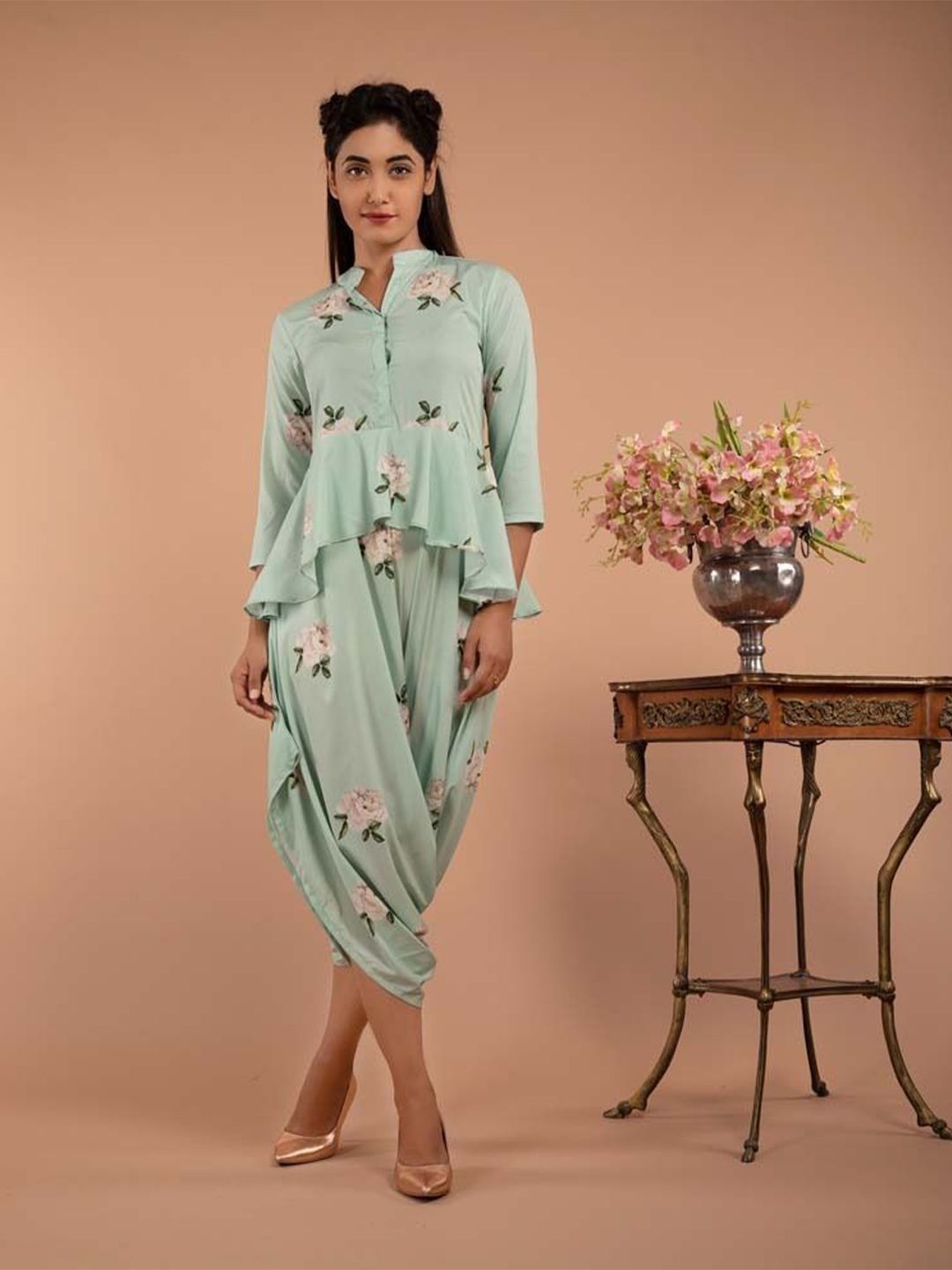 Pasha Printed Peplum Dhoti Jumpsuit