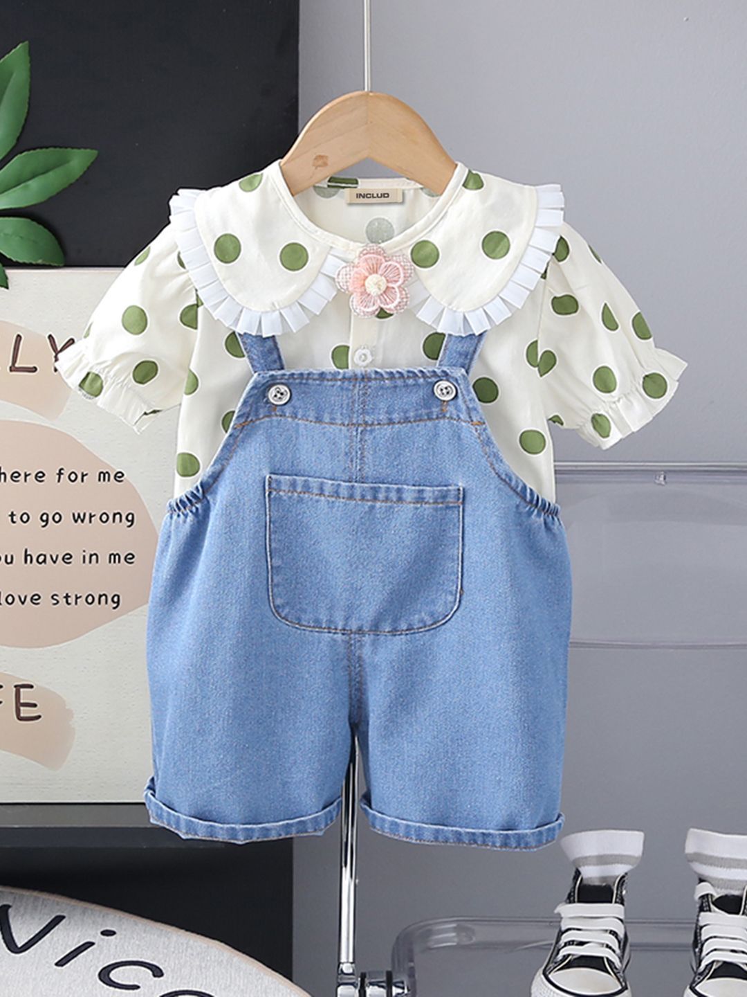 INCLUD Girls Printed Top With Dungaree deal from myntra