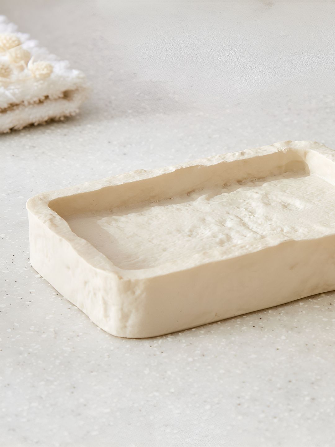 Home Centre Beige Textured Soap Dish
