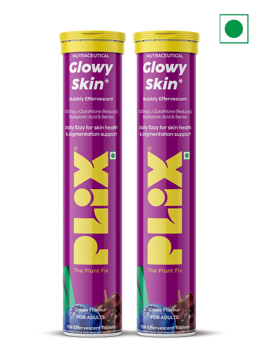 Buy PLIX THE PLANT FIX Set of 2 Glowy Skin Glutathione Skin Tablets - 15 Tablets Each - Grapes - Skin Supplements for Unisex 33416296
