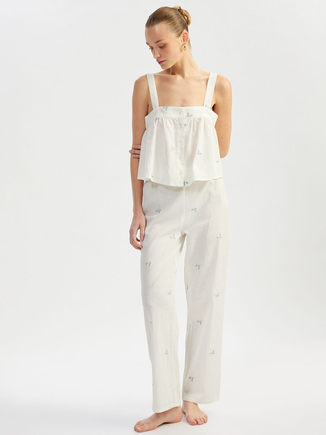 Koton Women Printed Top and Pyjamas Night suit