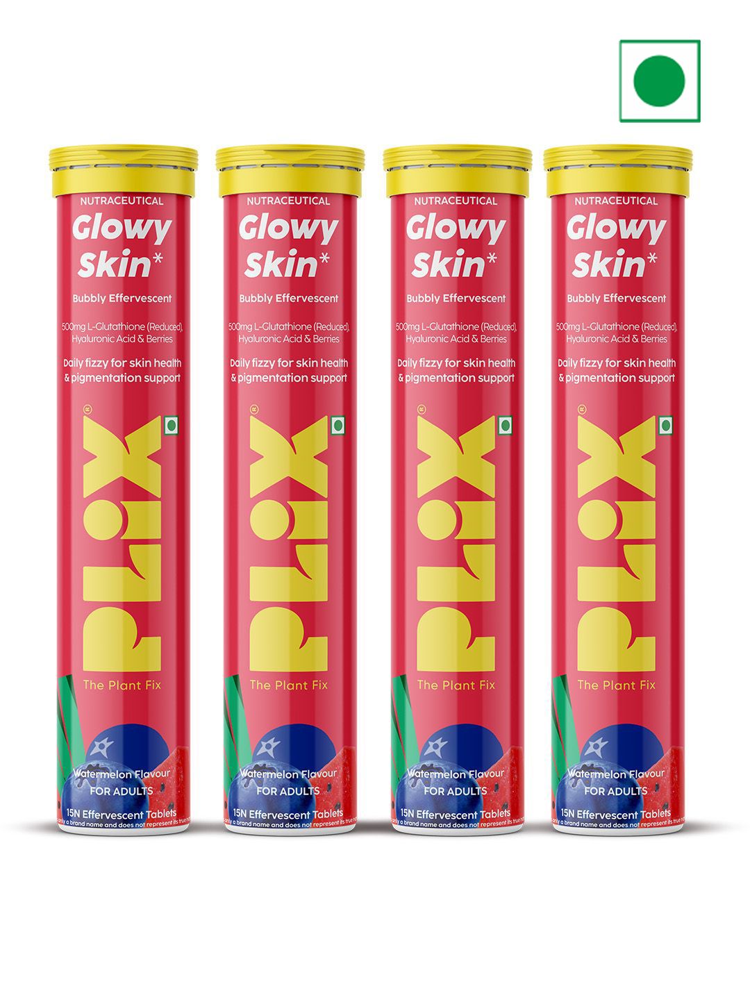 Buy PLIX THE PLANT FIX Set of 4 Glowy Skin Glutathione Tablets - 15 Tablets  Each - Watermelon - Skin Supplements for Unisex 33416285