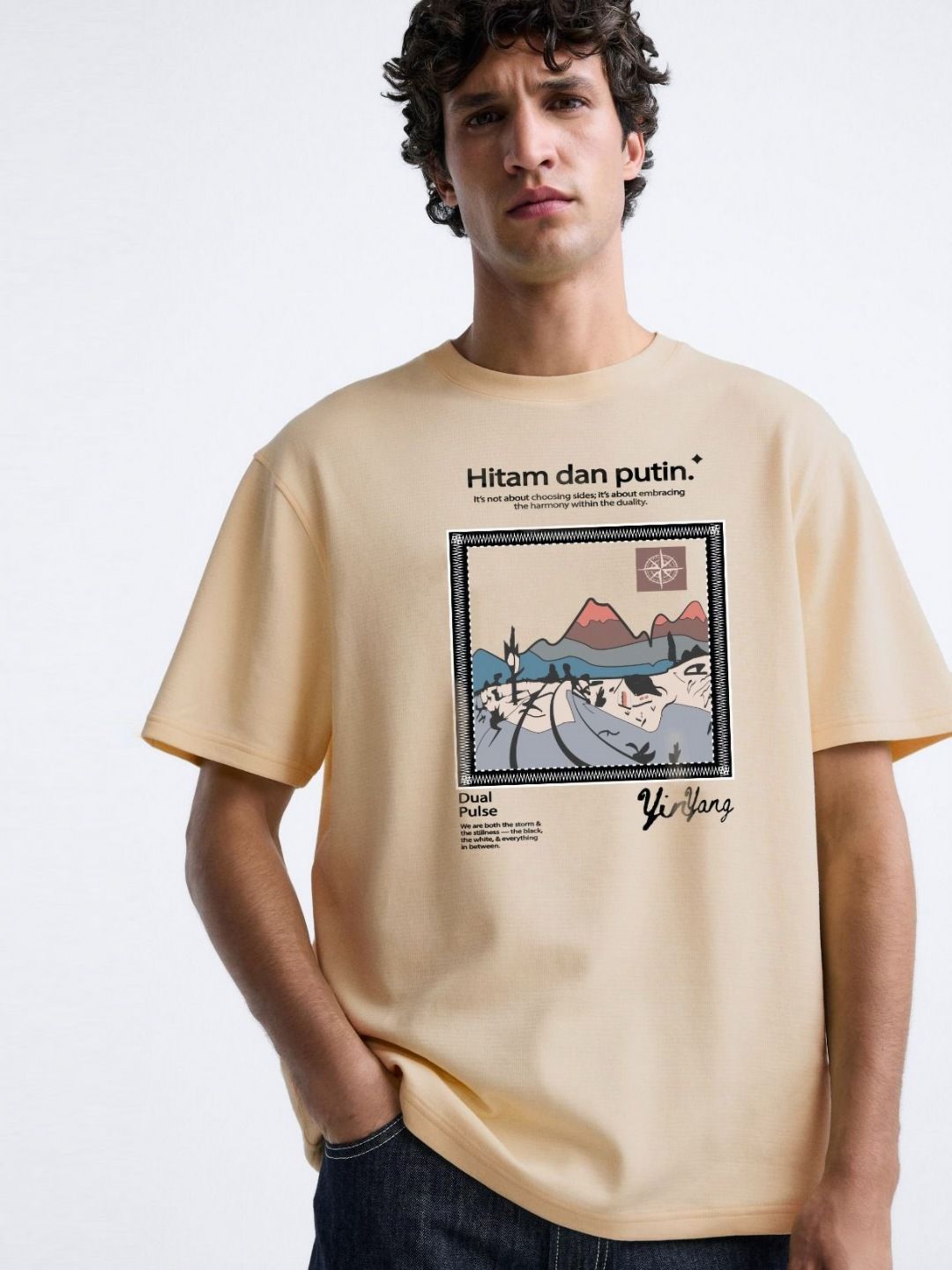 MISCHIEF MONKEY Graphic Printed Round Neck Oversized Cotton T-shirt