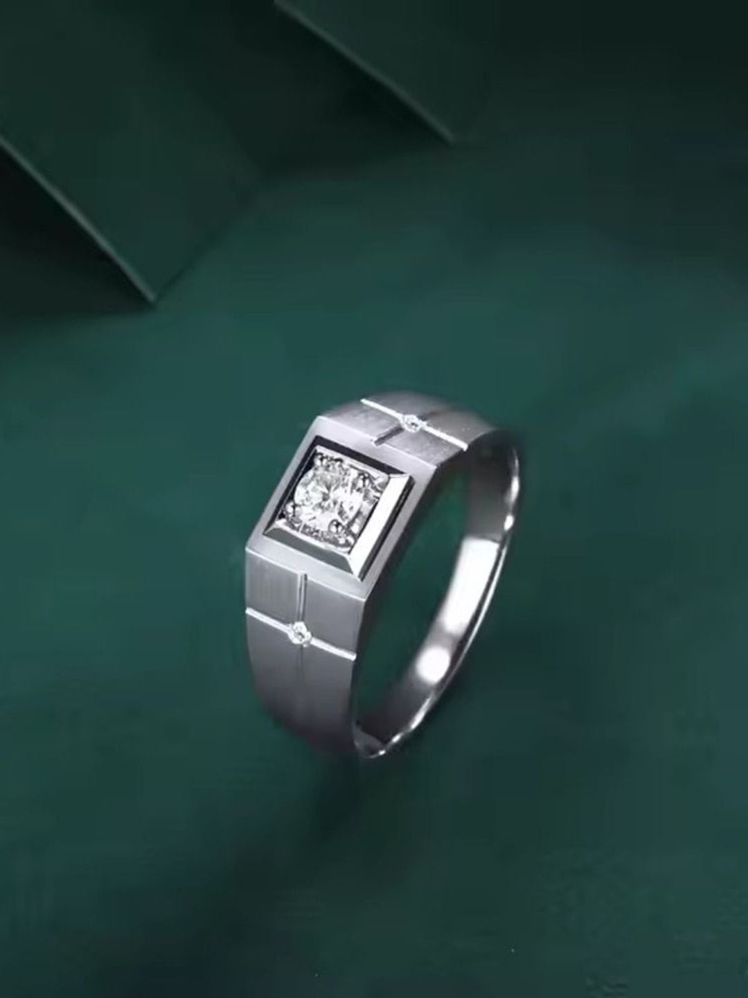 The Roadster LifestyleCo Silver-Plated American Diamond StuddedFingerRing