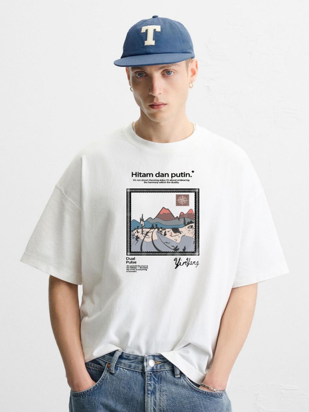 MISCHIEF MONKEY Men Graphic Printed Round Neck Cotton Oversized T-shirt