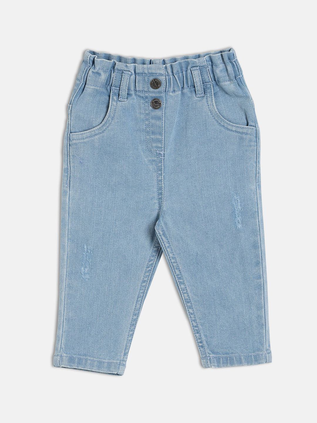 MINI KLUB Girls Regular Fit Mid-Rise Low Distress Jeans