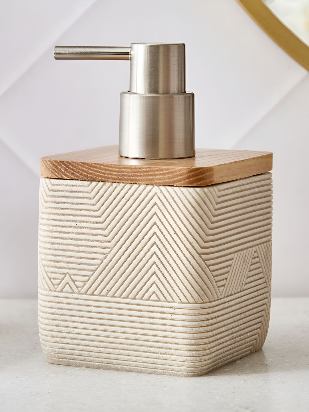 Home Centre Beige Textured Soap Dispenser - 325ml