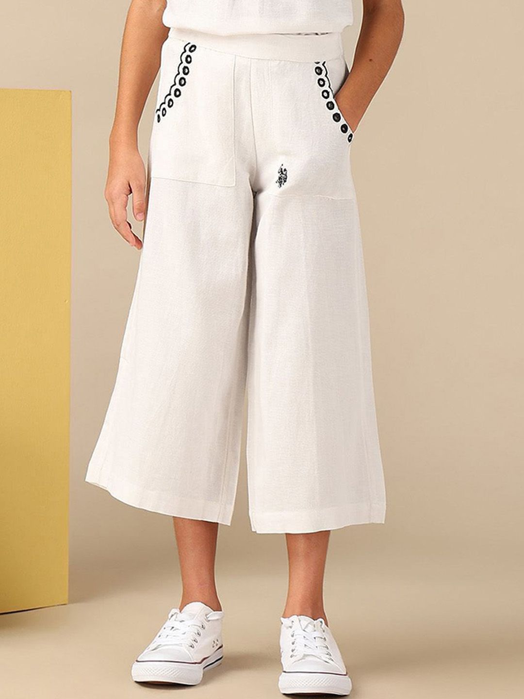 U.S. Polo Assn. Kids Girls Embroidered Relaxed Fit Trousers