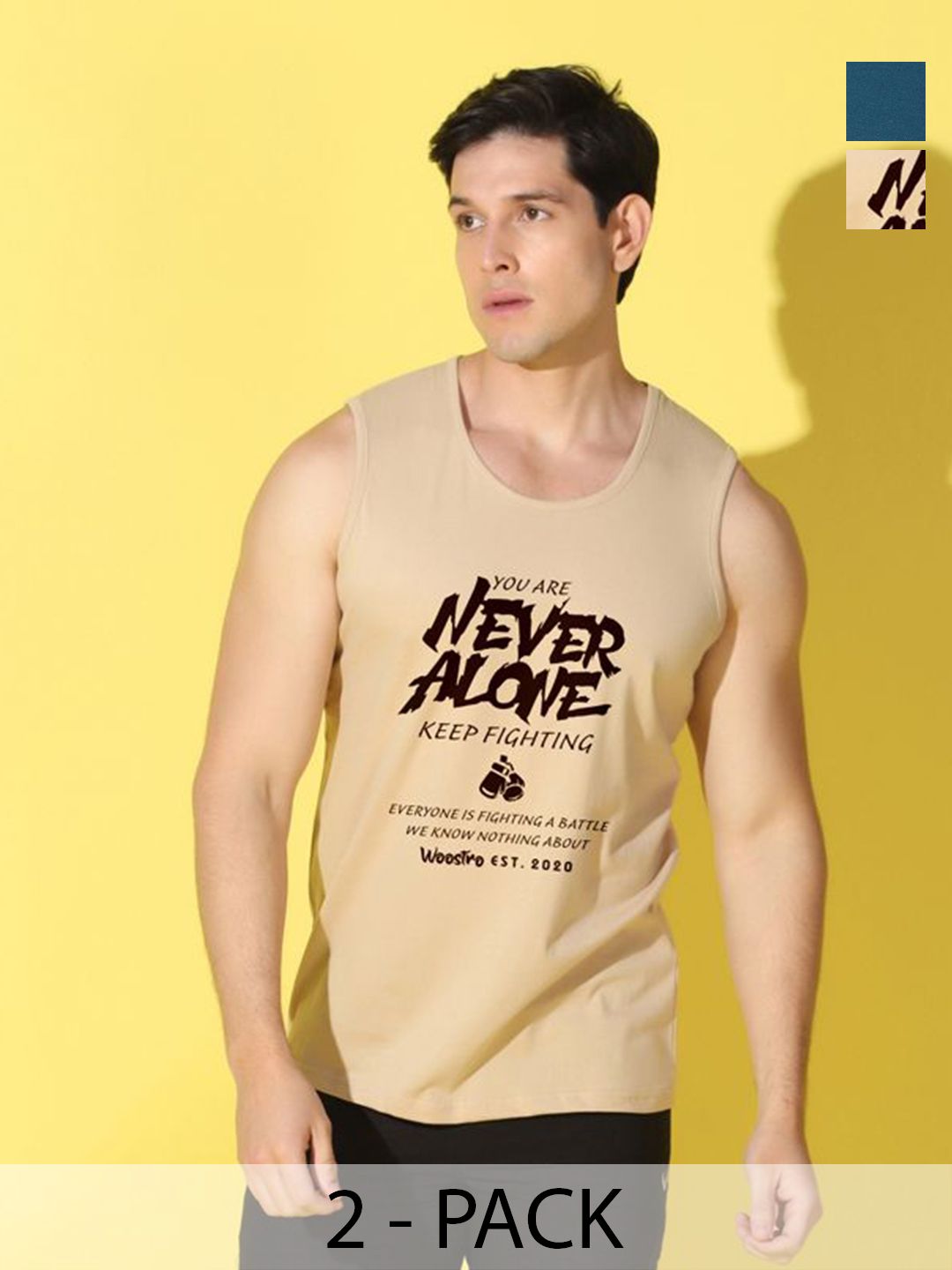 WOOSTRO Men Pack Of 2 Typography  Slim Fit T-shirt