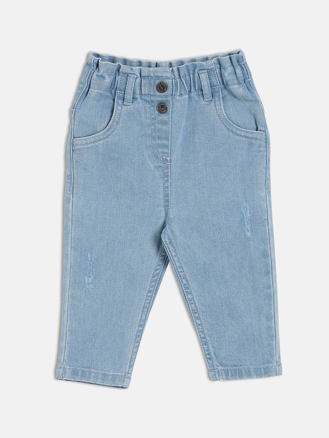 MINI KLUB Girls Regular Fit Mid-Rise Low Distress Jeans
