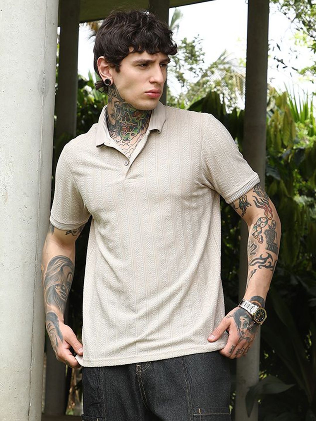 CAHOOT Men Relaxed Fit Polo Collar T-shirt