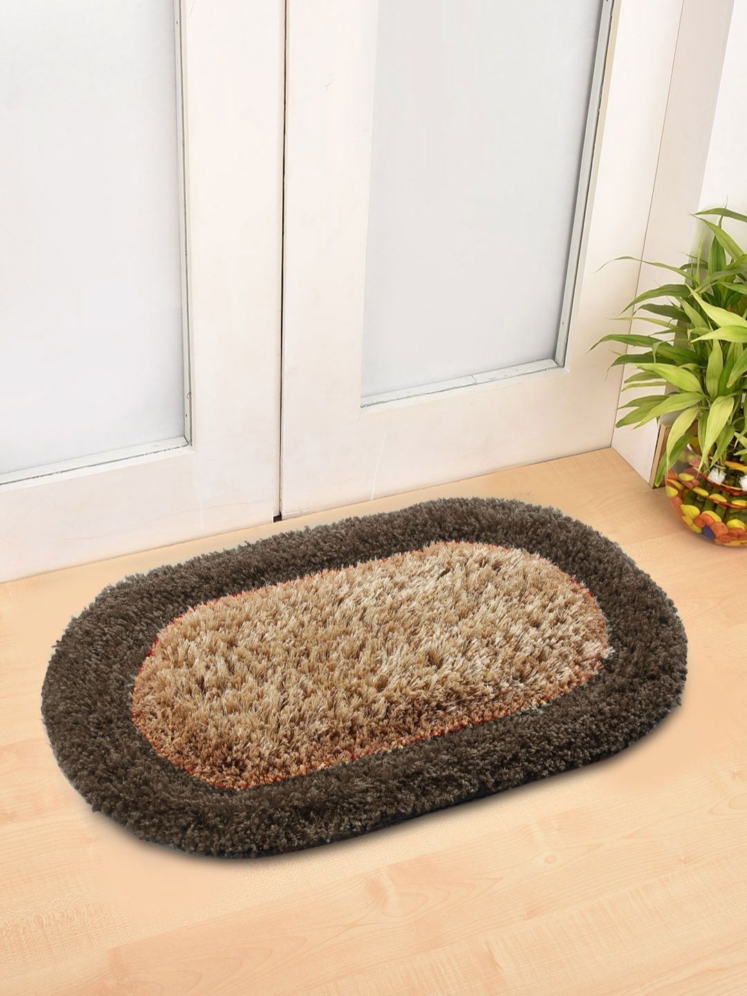 Myntra Elegant Homes Myntra Elegant Home Brown Self-Designed Anti Skid Doormats