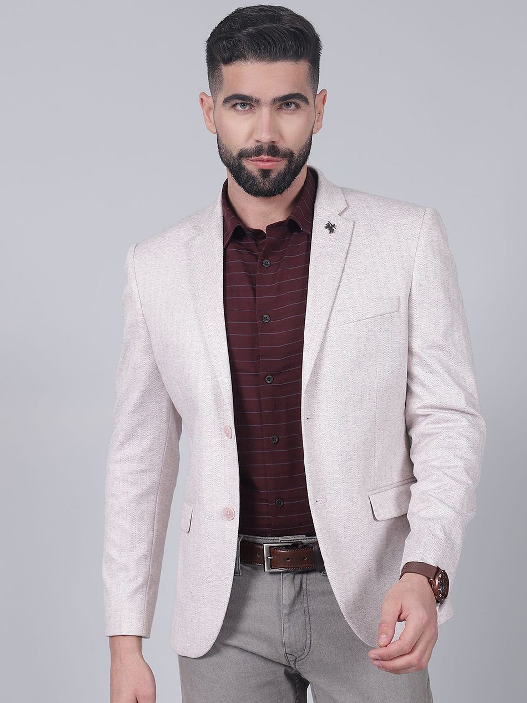 Cantabil Cantabil Striped Single Breasted Casual Blazer