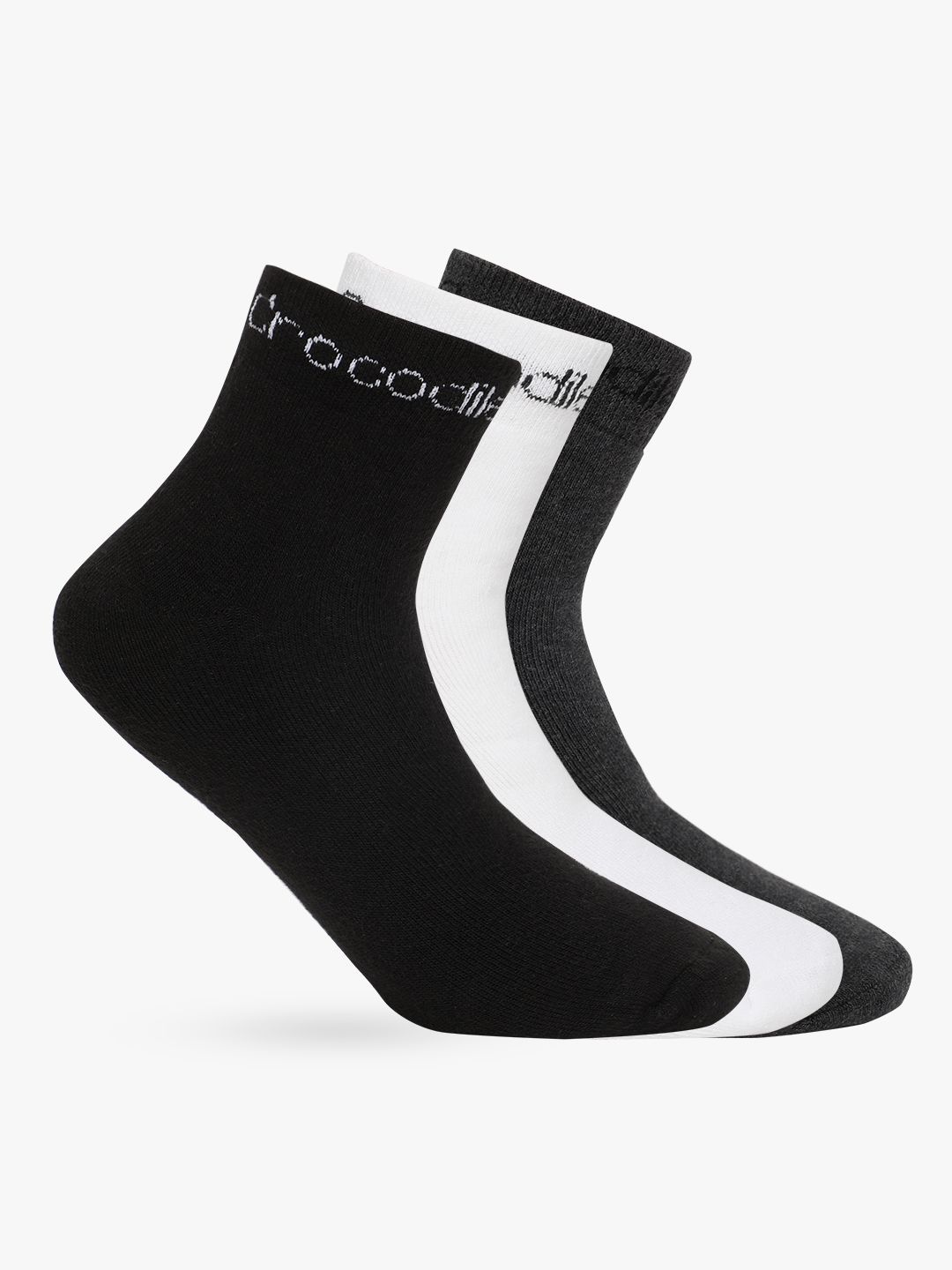 Crocodile Men Pack Of 3 Assorted Cotton Terry Ankle-Length Socks