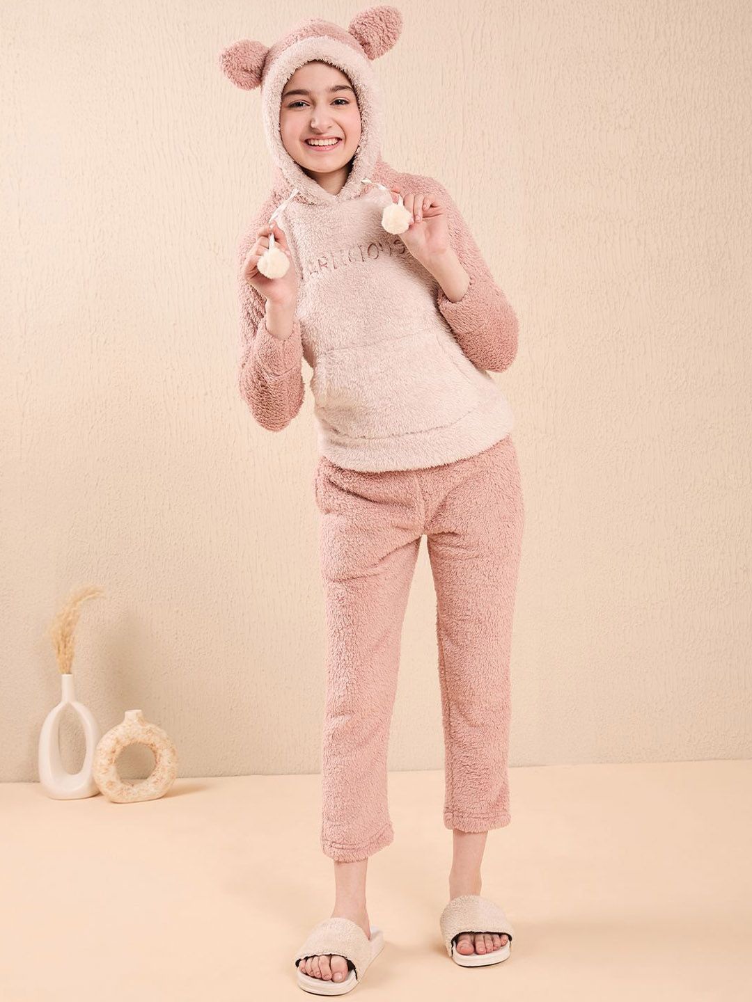 Sweet Dreams Girls Printed Hooded Night Suit