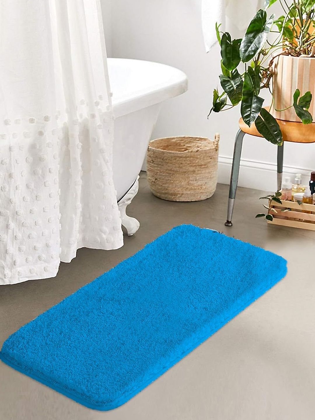 AaHo Decor Turquoise Blue 2200 GSM Microfibre Anti-Skid Bath Rugs