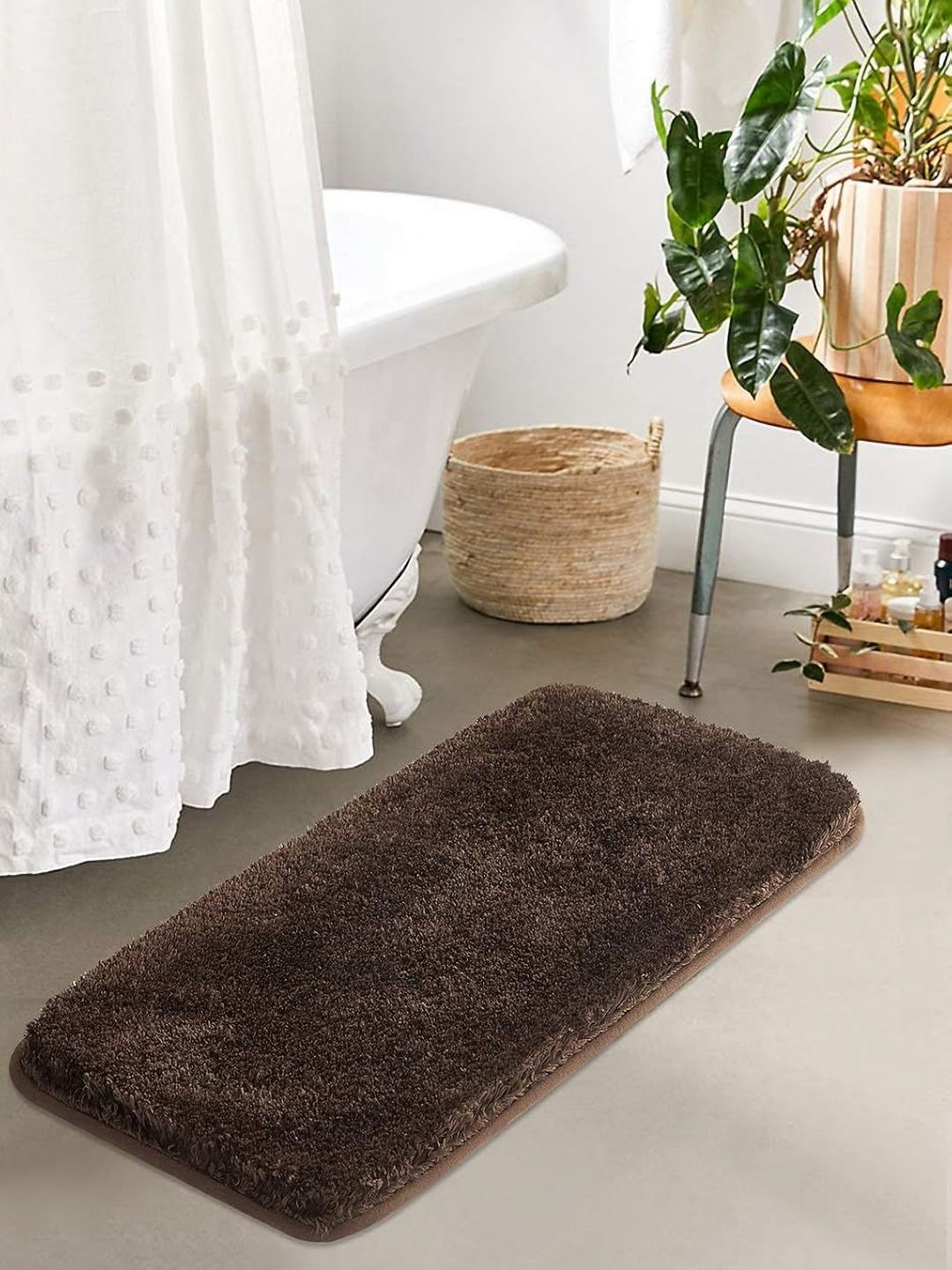 AaHo Decor Brown 2200 GSM Microfibre Anti-Skid Bath Rugs