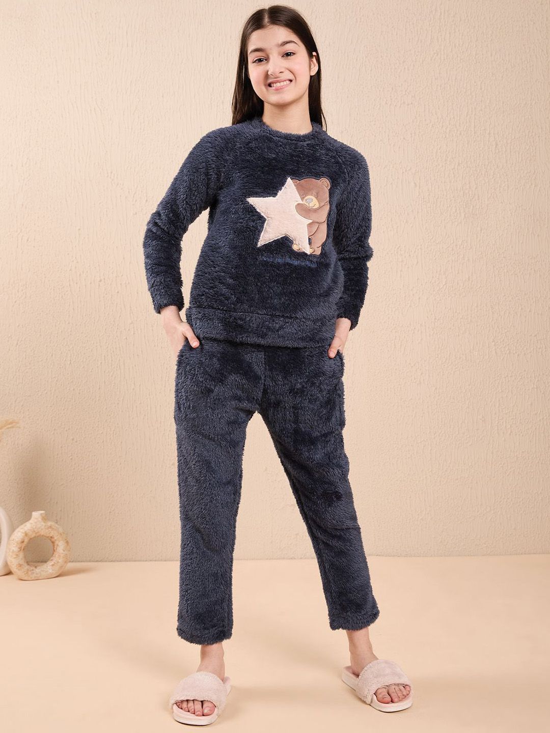 Sweet Dreams Girls Printed Round Neck Night Suits