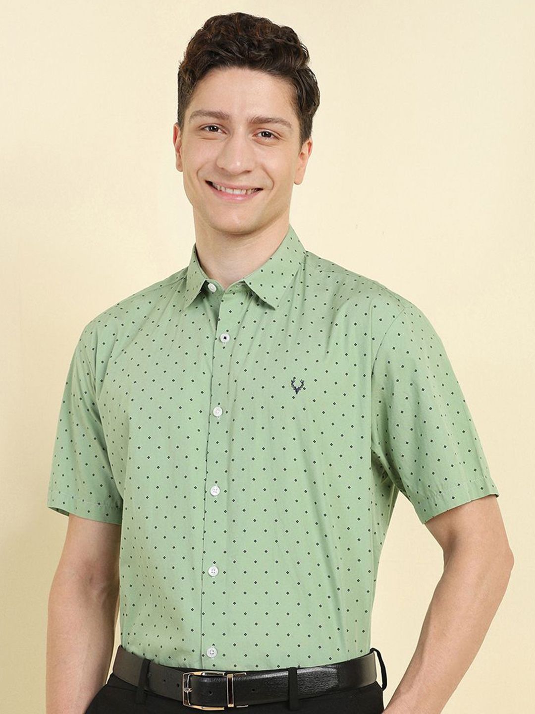 Allen Solly Men Slim Fit Micro Ditsy Printed Pure Cotton Formal Shirt