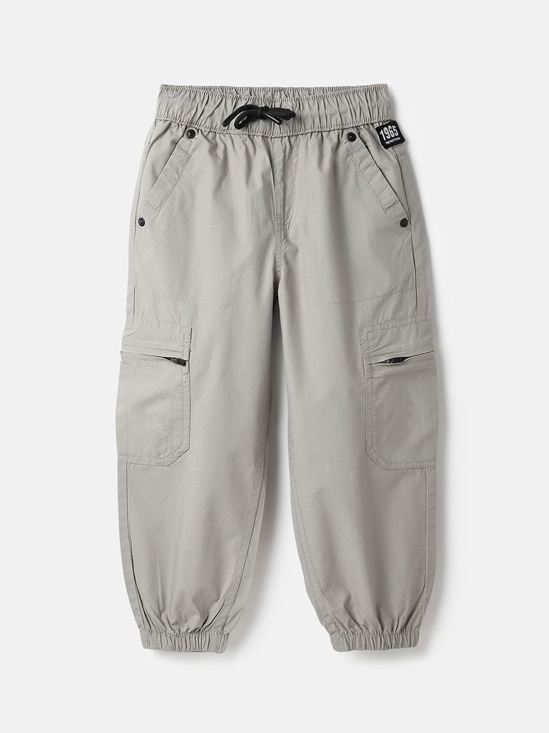 United Colors of Benetton Boys Pure Cotton Mid-Rise Cargo Joggers