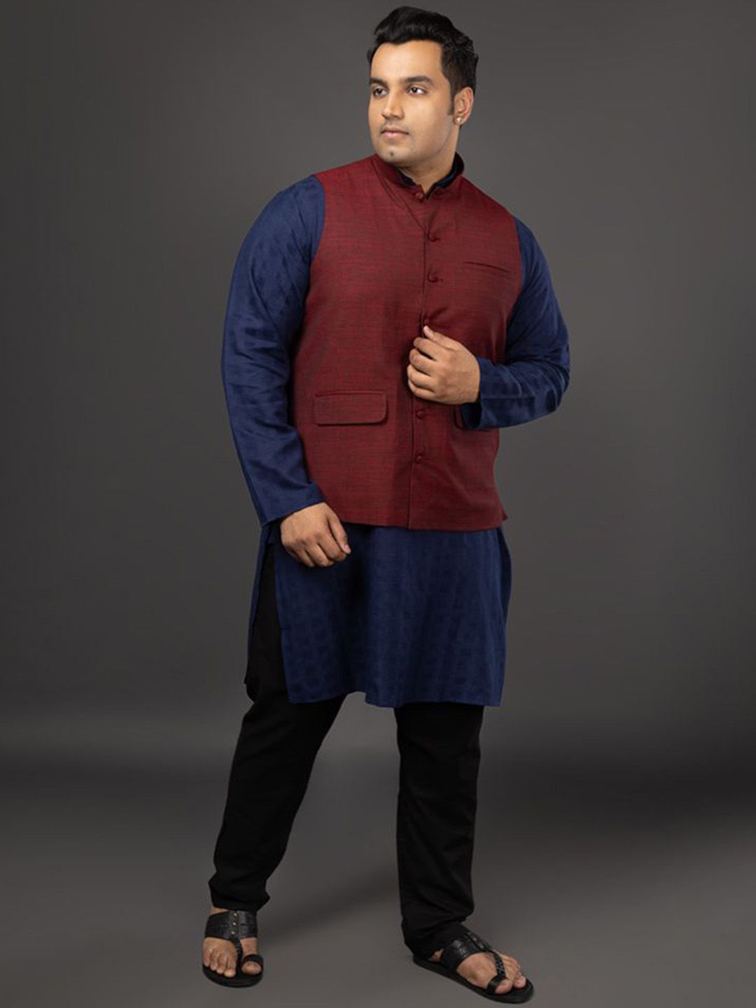 Sizeupp Men Mandarin Collar Nehru Jacket