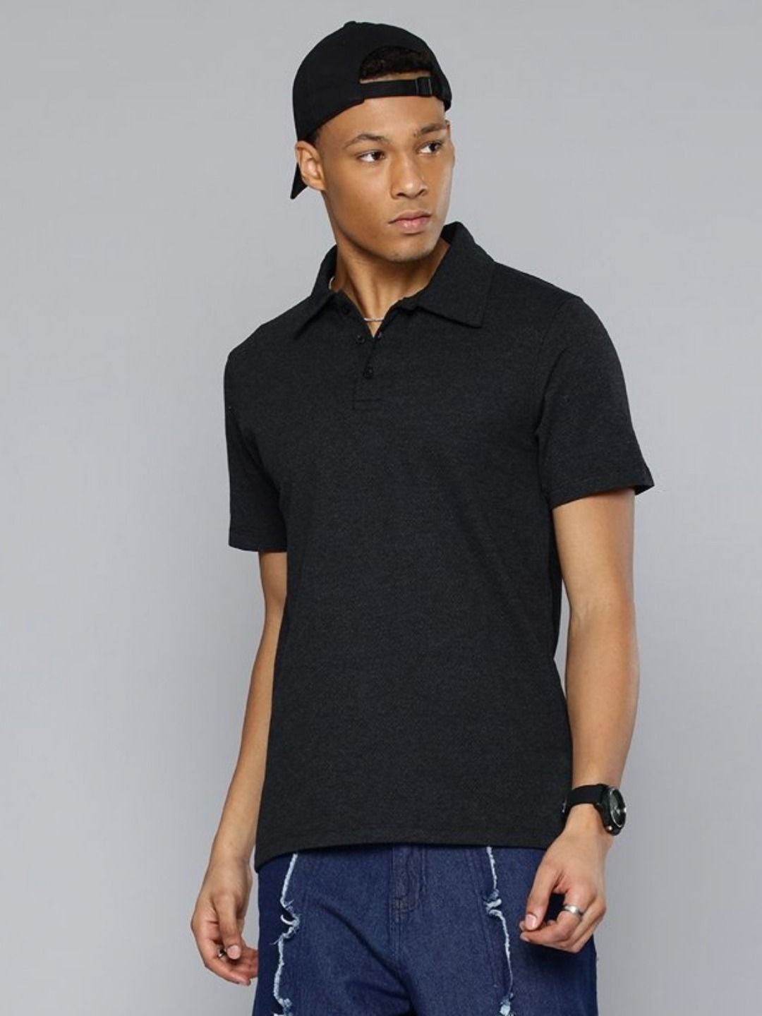 Moda Rapido Men Solid Polo Collar Cotton Relaxed Fit T-shirt