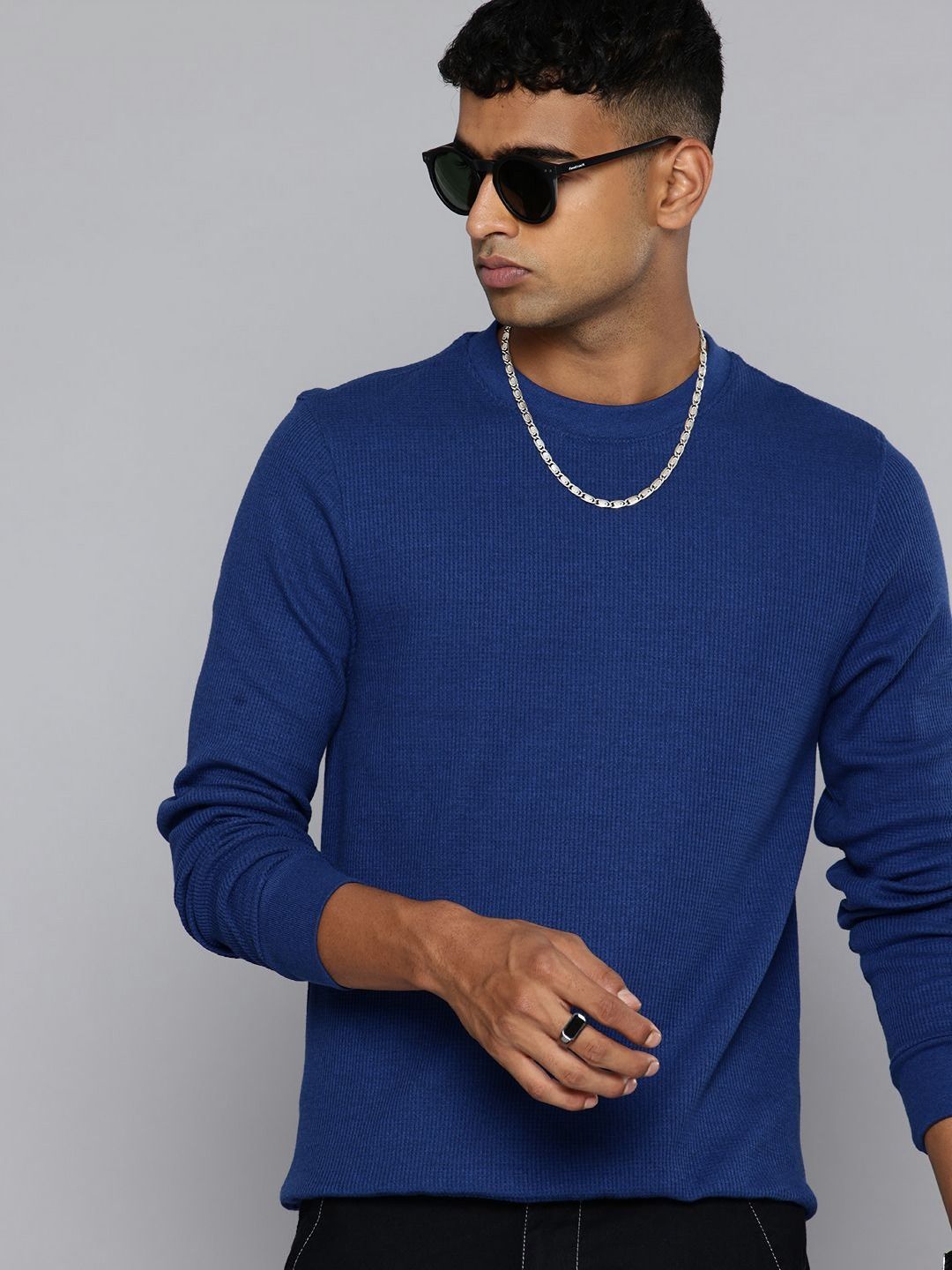 Moda Rapido Men Waffle Textured Cotton T-shirt