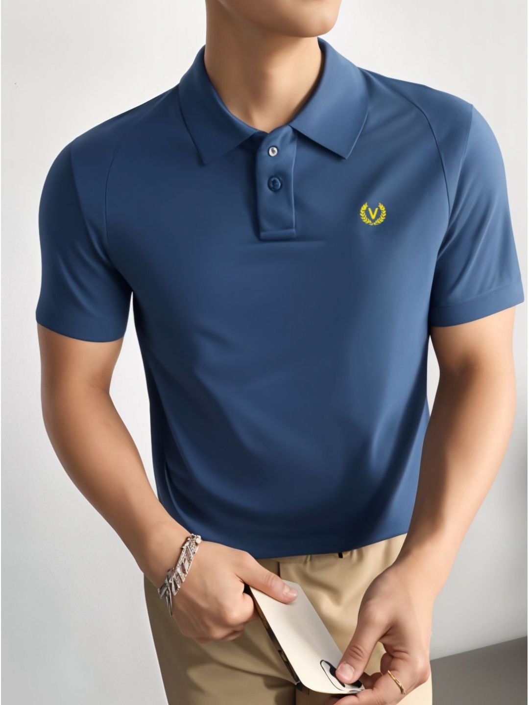 MACK JONNEY Men Polo Collar Cotton T-shirt