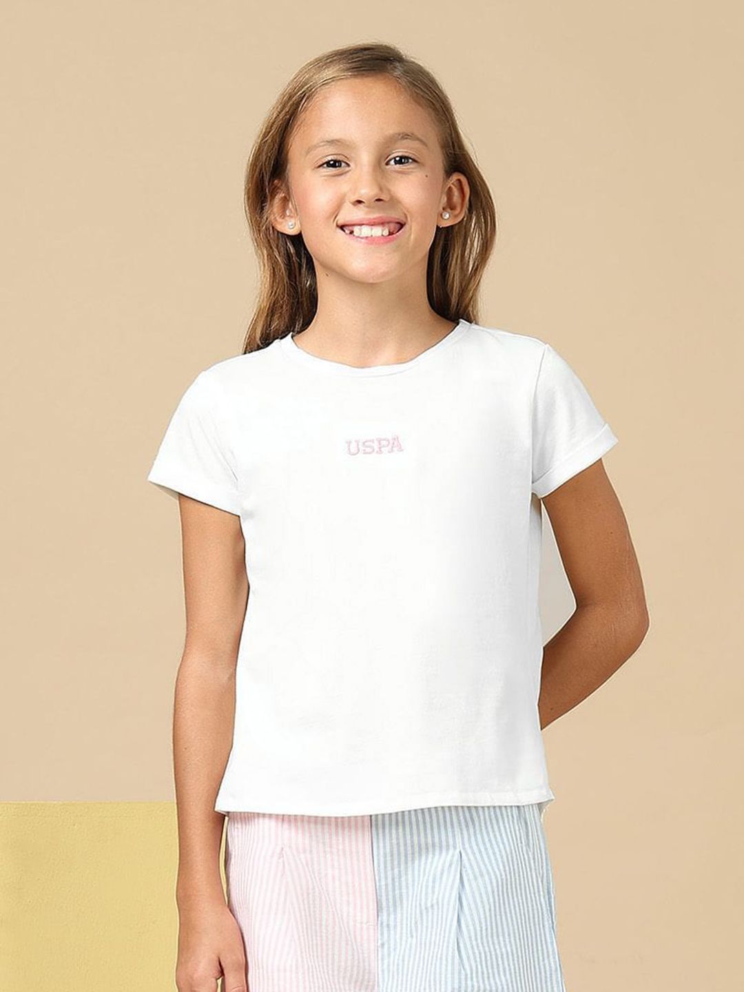 U.S. Polo Assn. Kids Girls Pure Cotton Pockets T-shirt