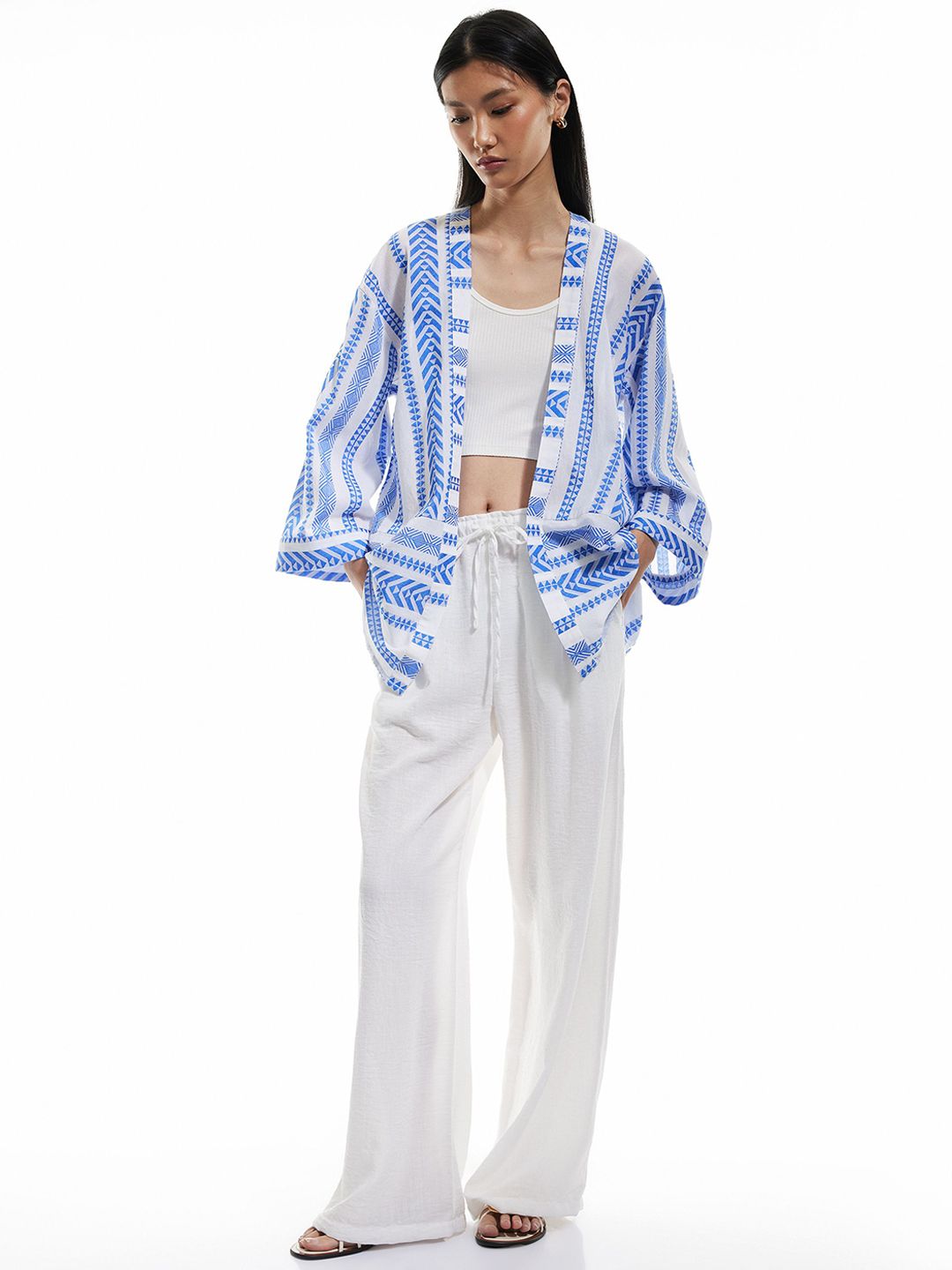 Koton Printed Open Front Shrug