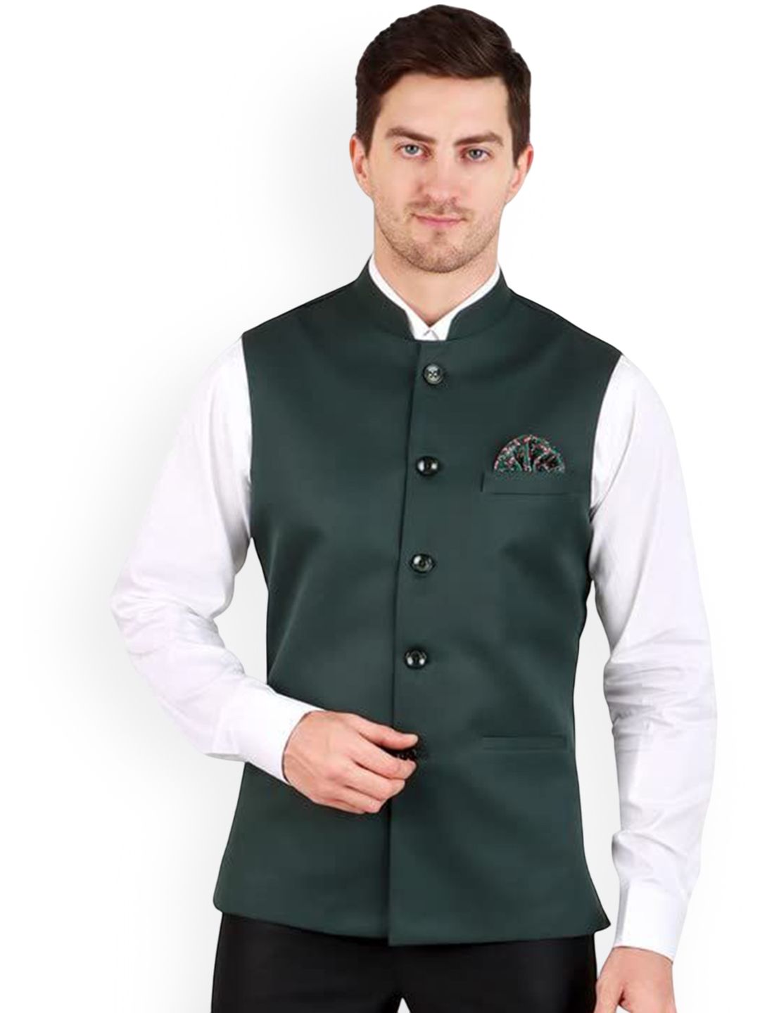 GRACYSHADE Mandarin Collar Cotton Nehru Jacket