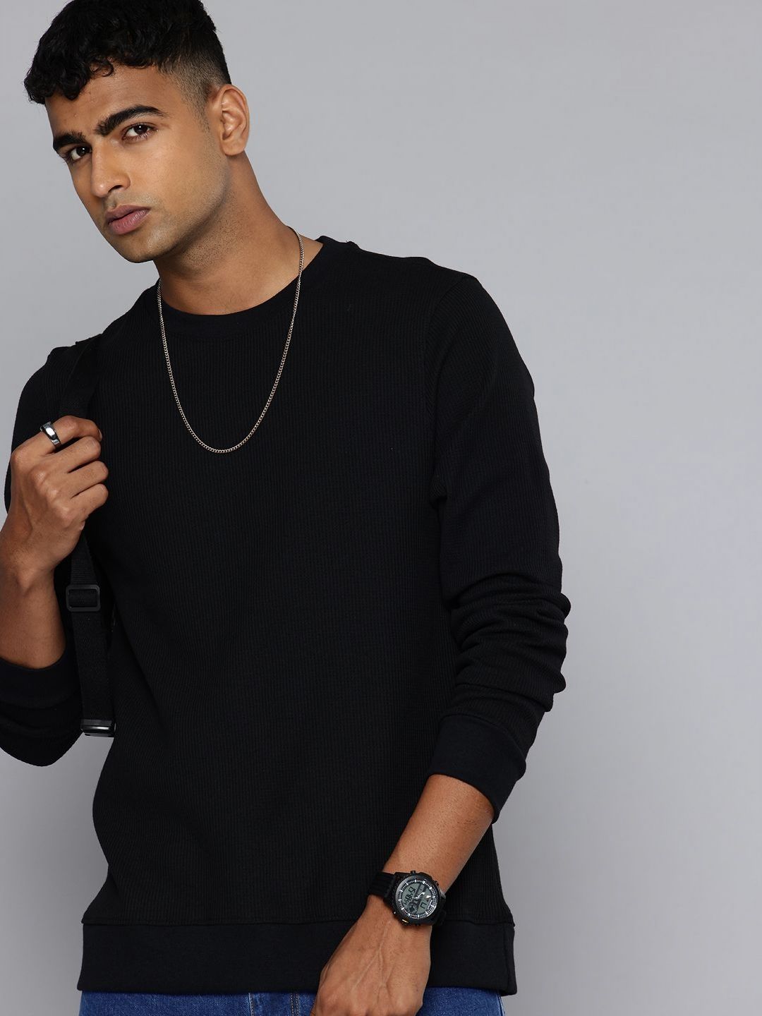 Moda Rapido Men Solid Round Neck Cotton Relaxed Fit T-shirt