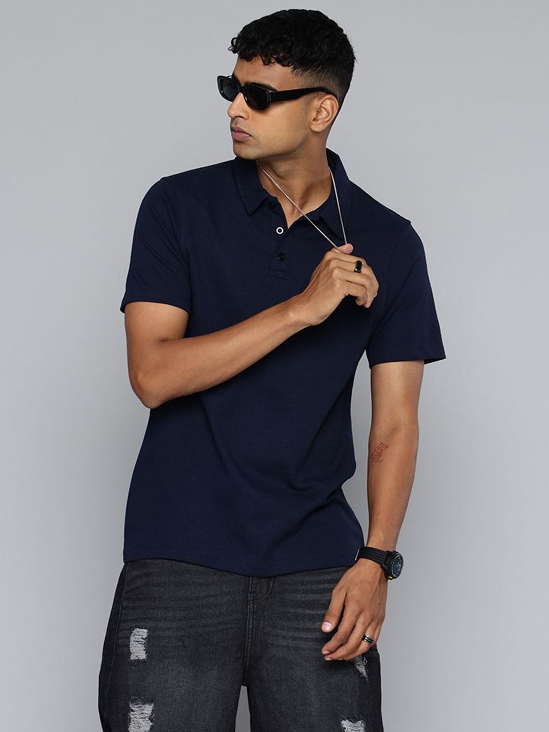 Moda Rapido Men Polo Collar Pockets T-shirt