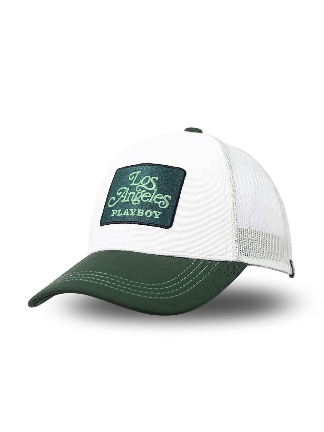 Playboy Socksxpress Men Los Angeles Embroidered White Green Trucker Cap