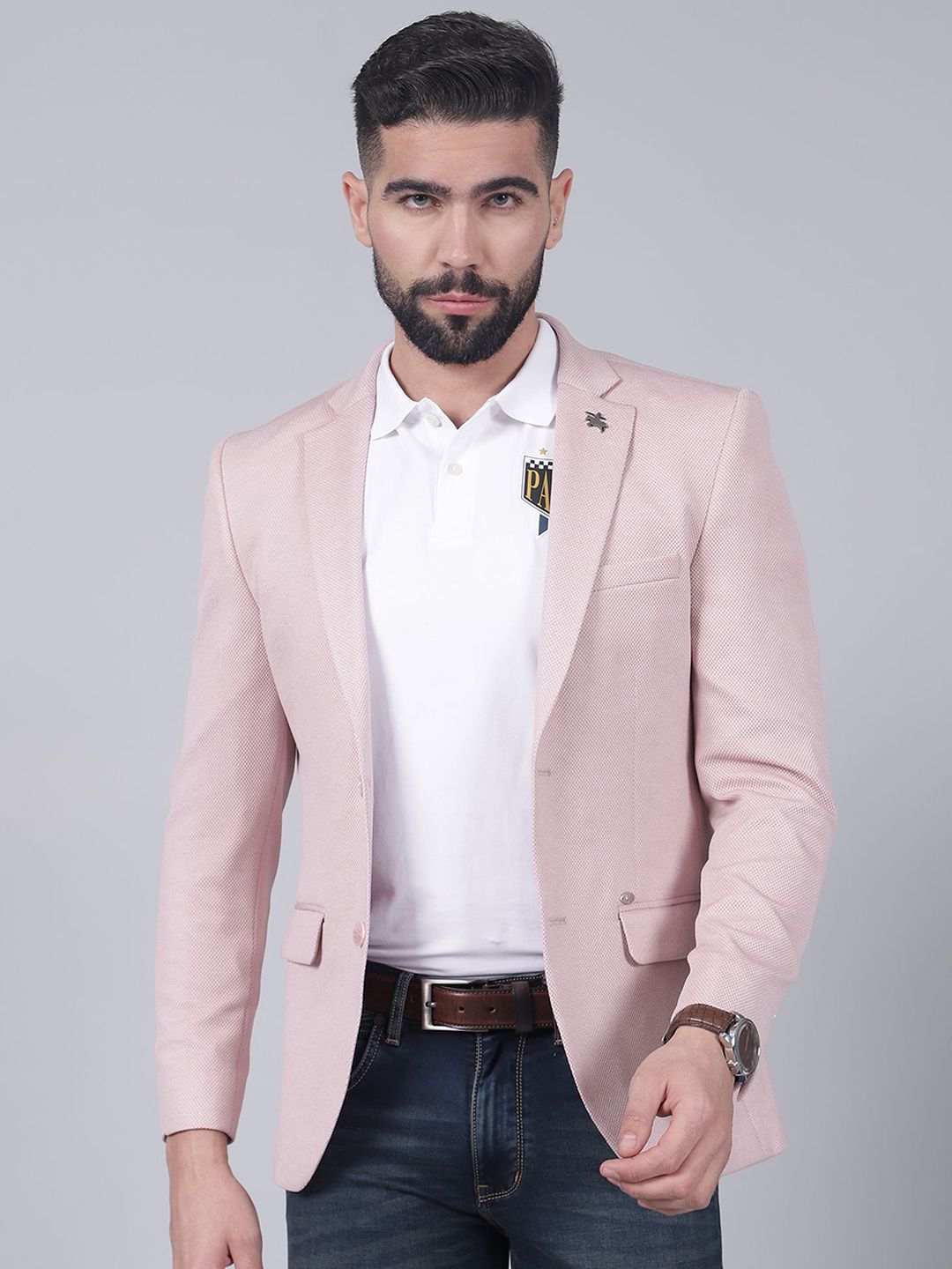 Cantabil Cantabil Self Design Single Breasted Casual Blazer