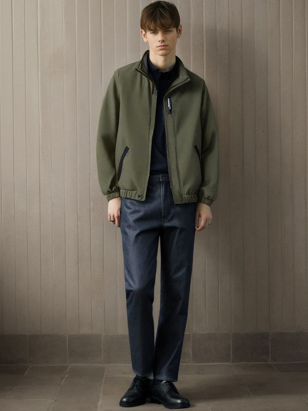 StyleCast x Revolte Men Mock Collar Solid Casual Tailored Jacket