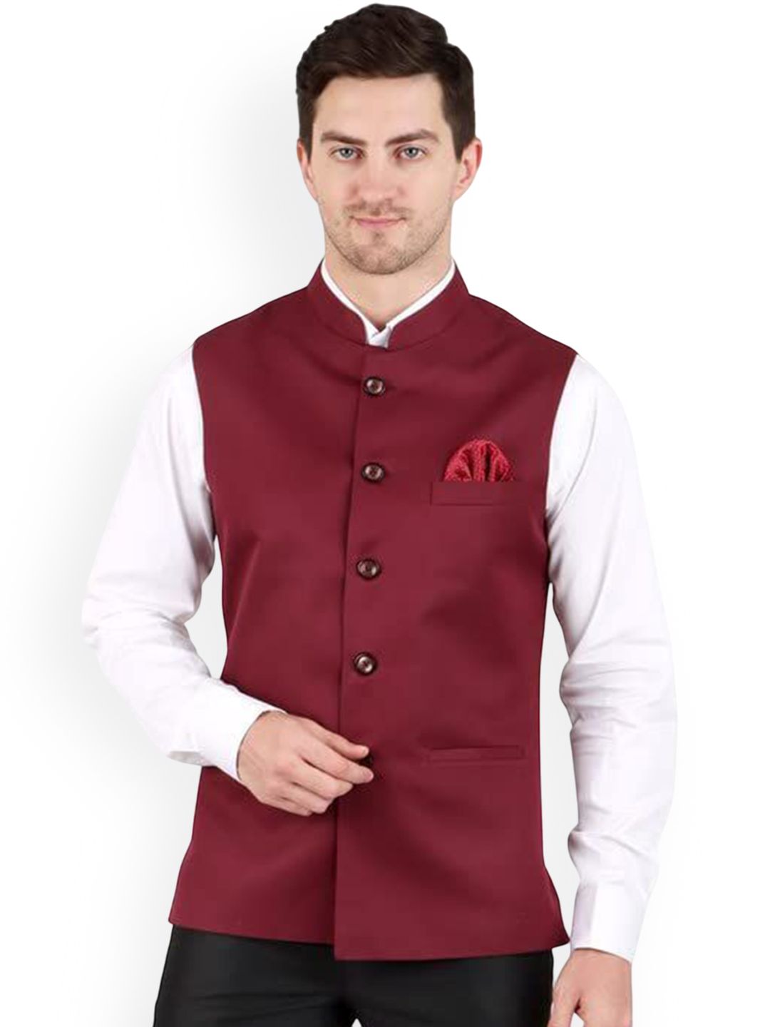 GRACYSHADE Mandarin Collar Cotton Nehru Jacket