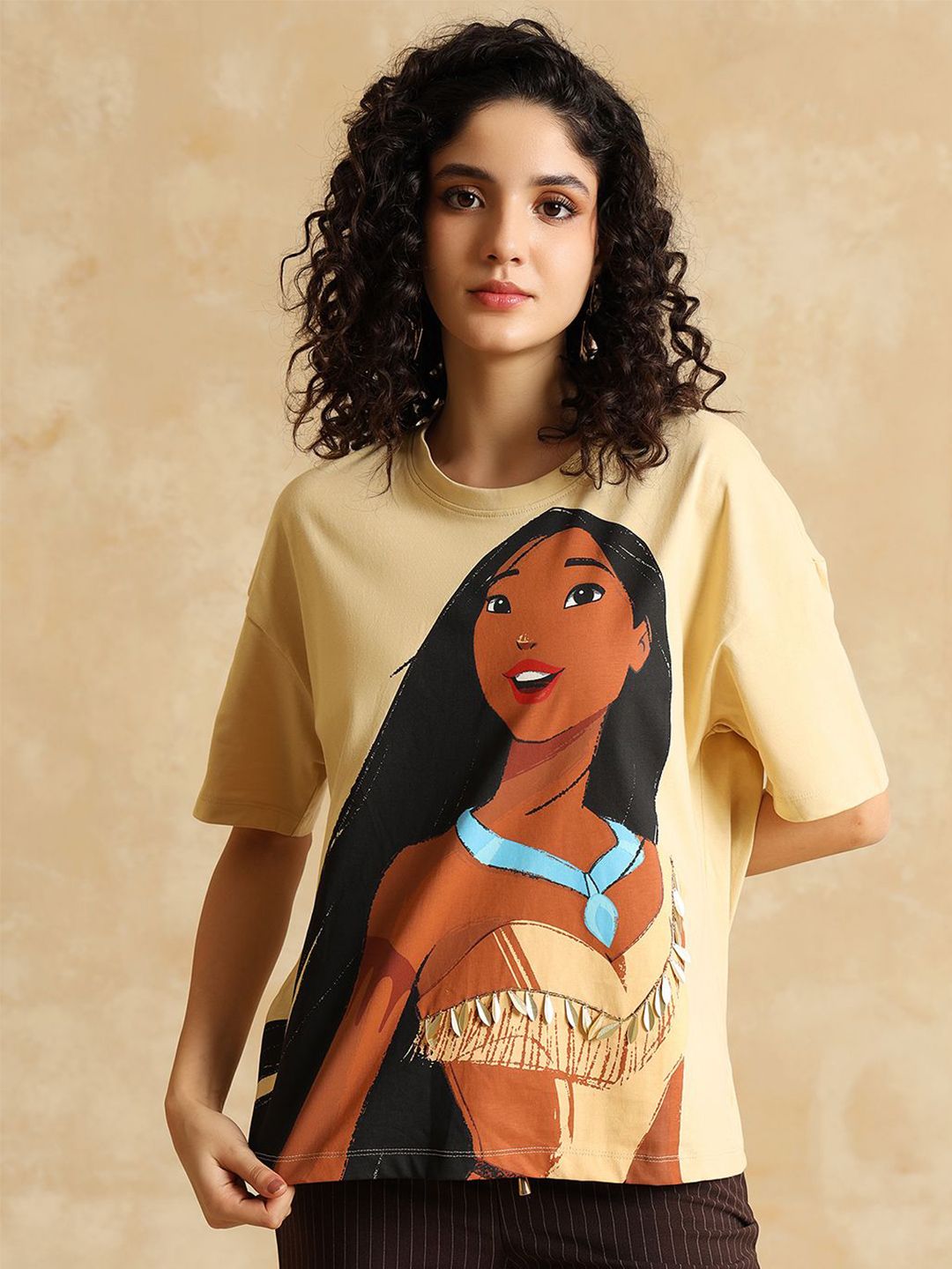 Women Printed T-shirt Kazo Women Printed Drop-Shoulder Sleeves T-shirt