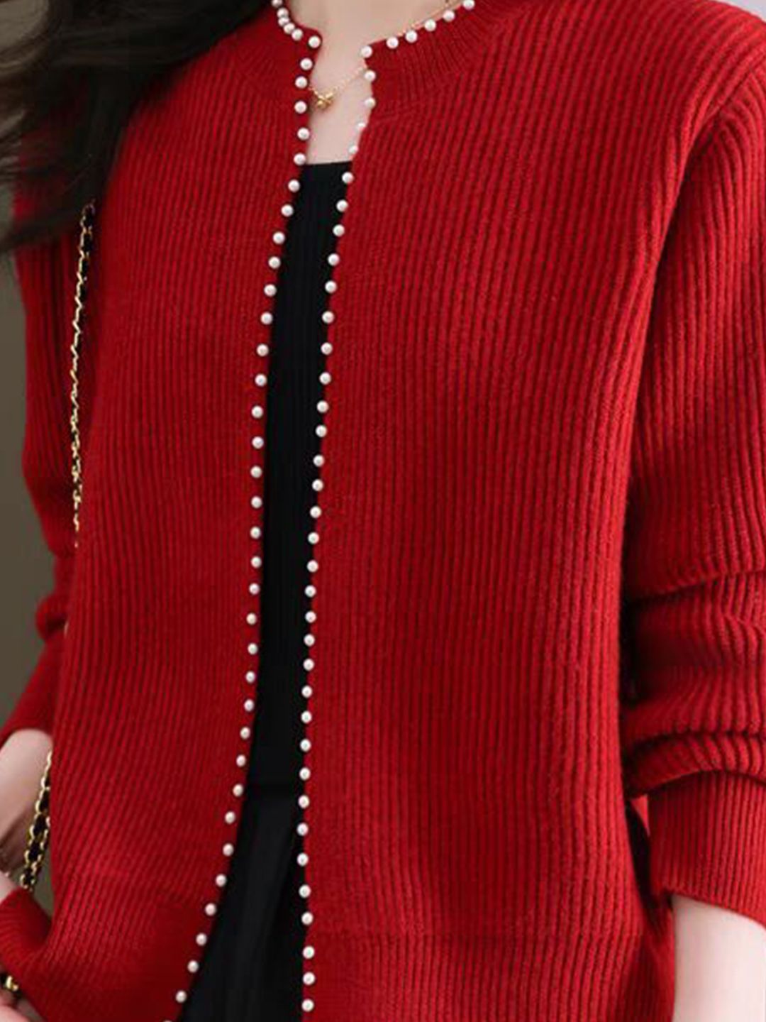 Buy StyleCast Women Ribbed Cardigan with Embellished Detail