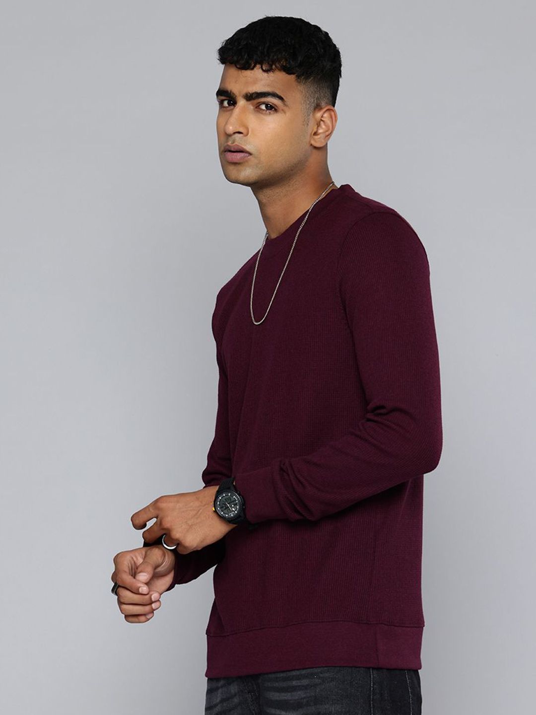 Moda Rapido Men Waffle Textured Cotton T-shirt